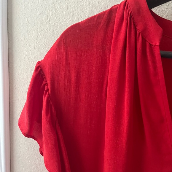Zara Scarlet Ruffle V-Neck Blouse - Picture 4 of 6